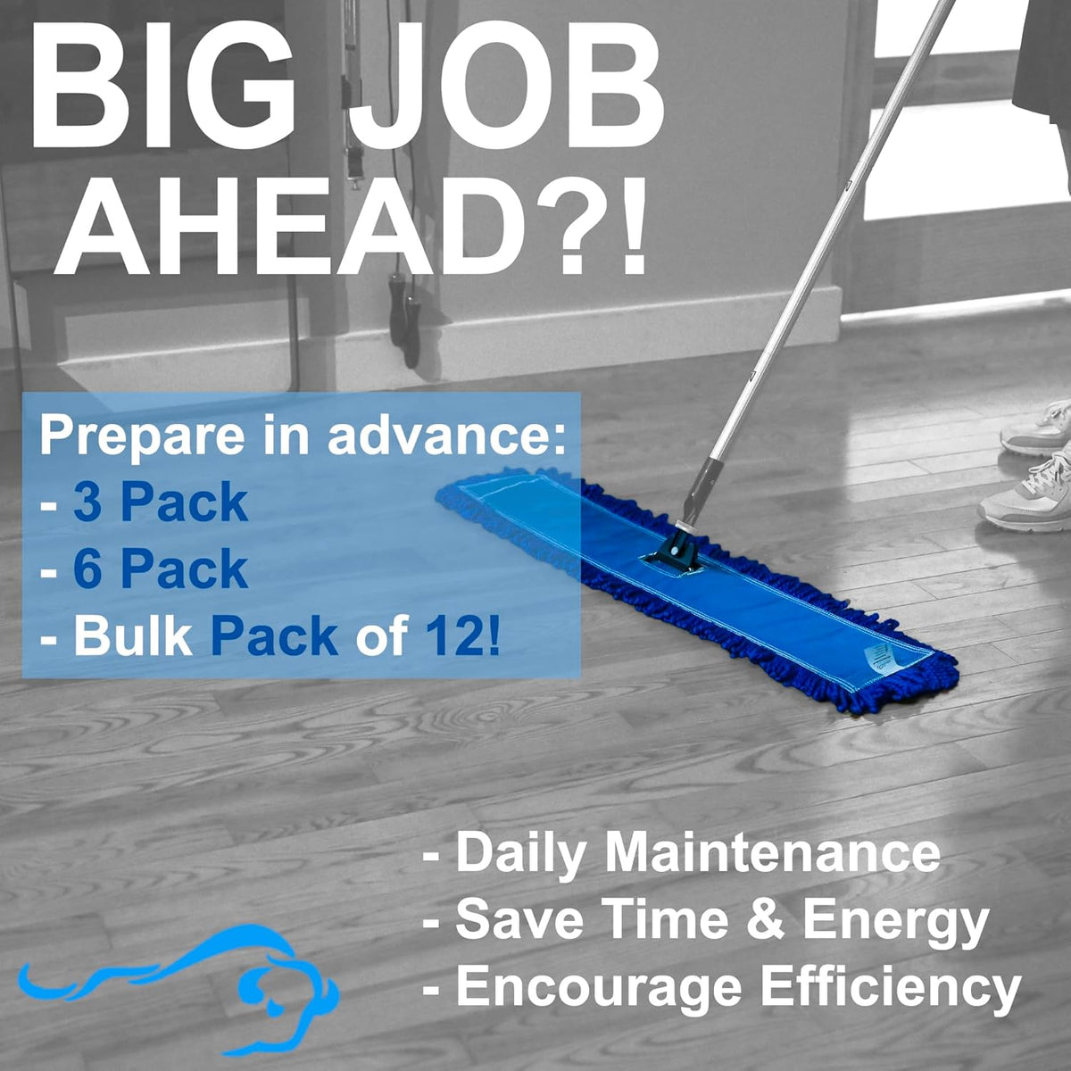 KLEEN HANDLER 48 Inch Microfiber Dust Mop, X-Large Washable Commercial, Sweeper, Janitorial Head