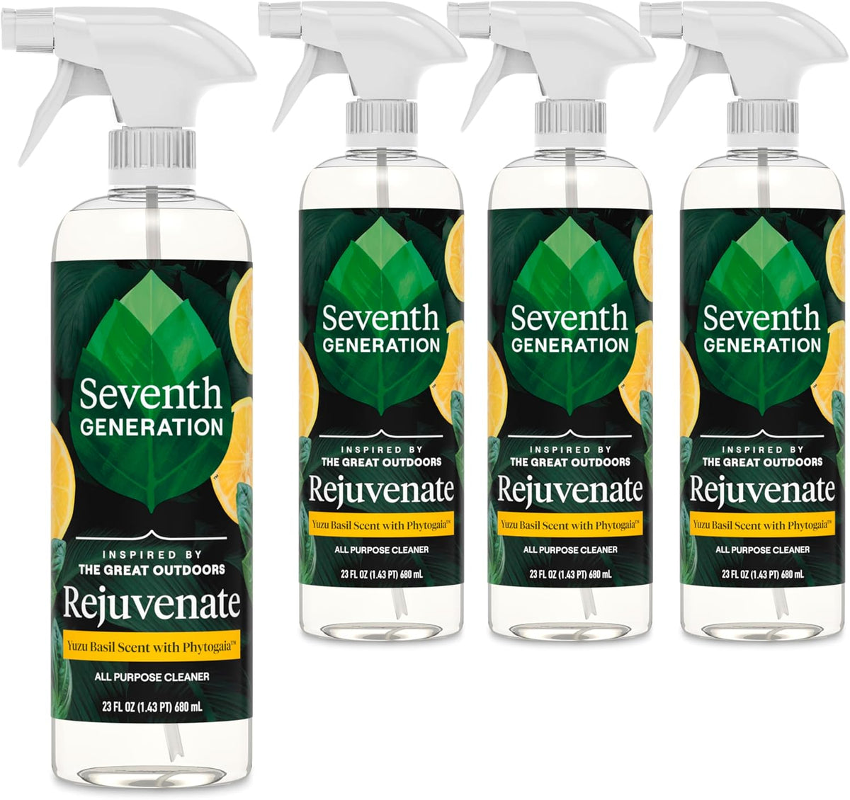 Seventh Generation All Purpose Cleaner Rejuvenating Yuzu Basil, For All Surfaces, 23 fl oz, Pack of