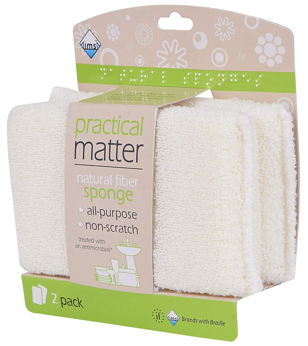 Practical Matter Kitchen Sponge, Organic Cotton Fiber All-Purpose Dish Sponges for Washing Dishes