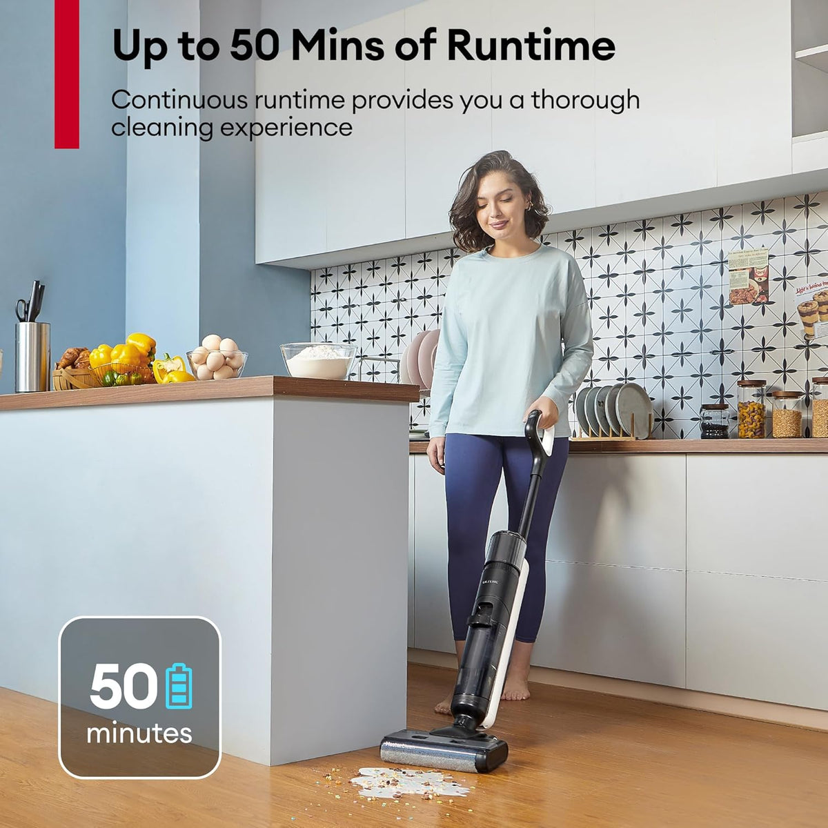 Ultenic Wet Dry Vacuum Cleaner, Cordless Vacuum Mop Combo with Self-Cleaning, 50min Runtime, Smart