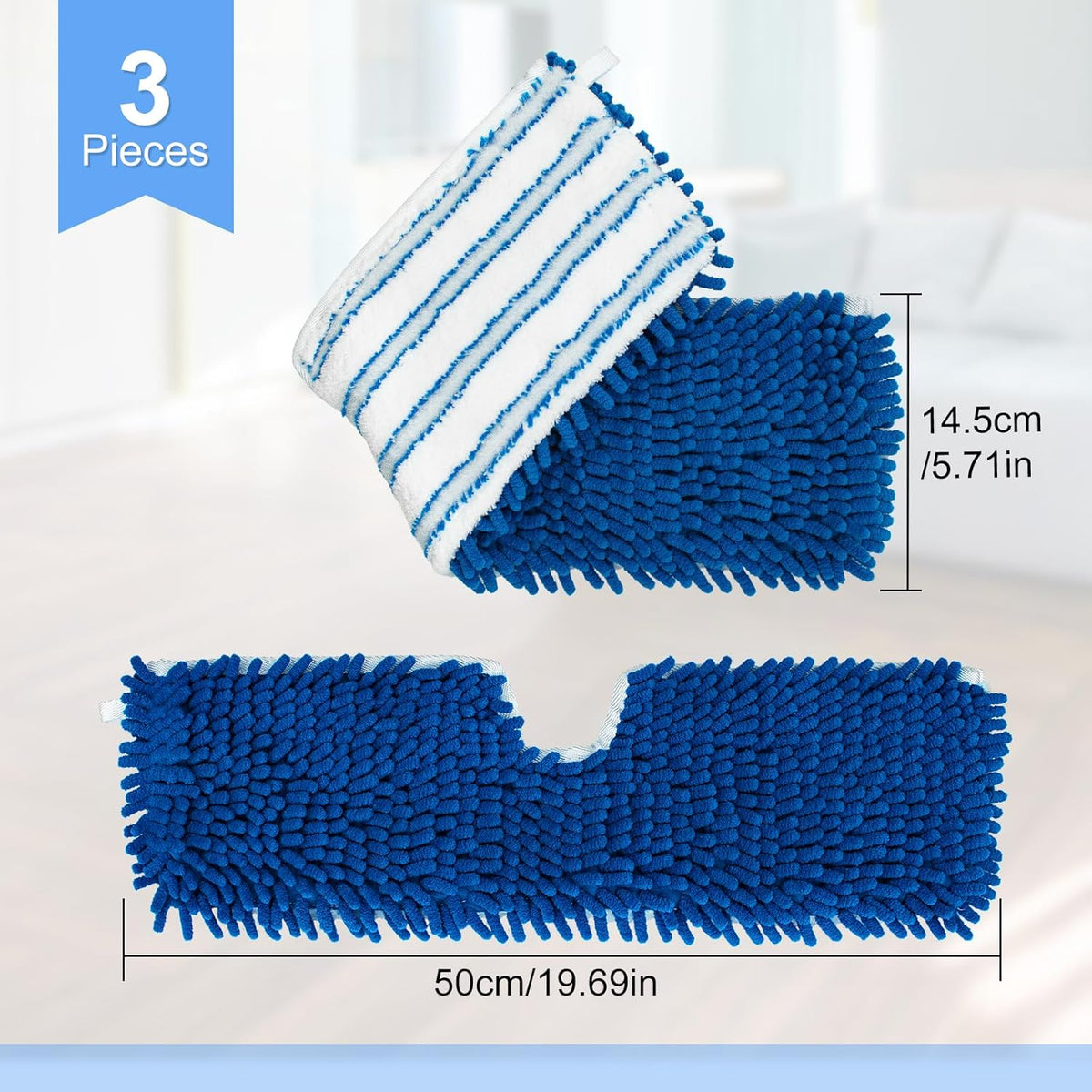 3 Pack Mop Heads Replacements for Ocedar Dual-Action Microfiber Flip Mop, Double Sided Mop Replace