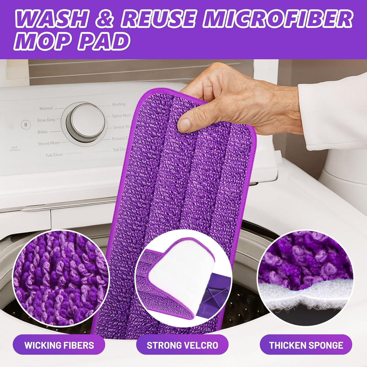 HOMTOYOU Spray Mops for Floor Cleaning: Wet Mop for Hardwood Tile Wood Laminate Vinyl - 3 Washable
