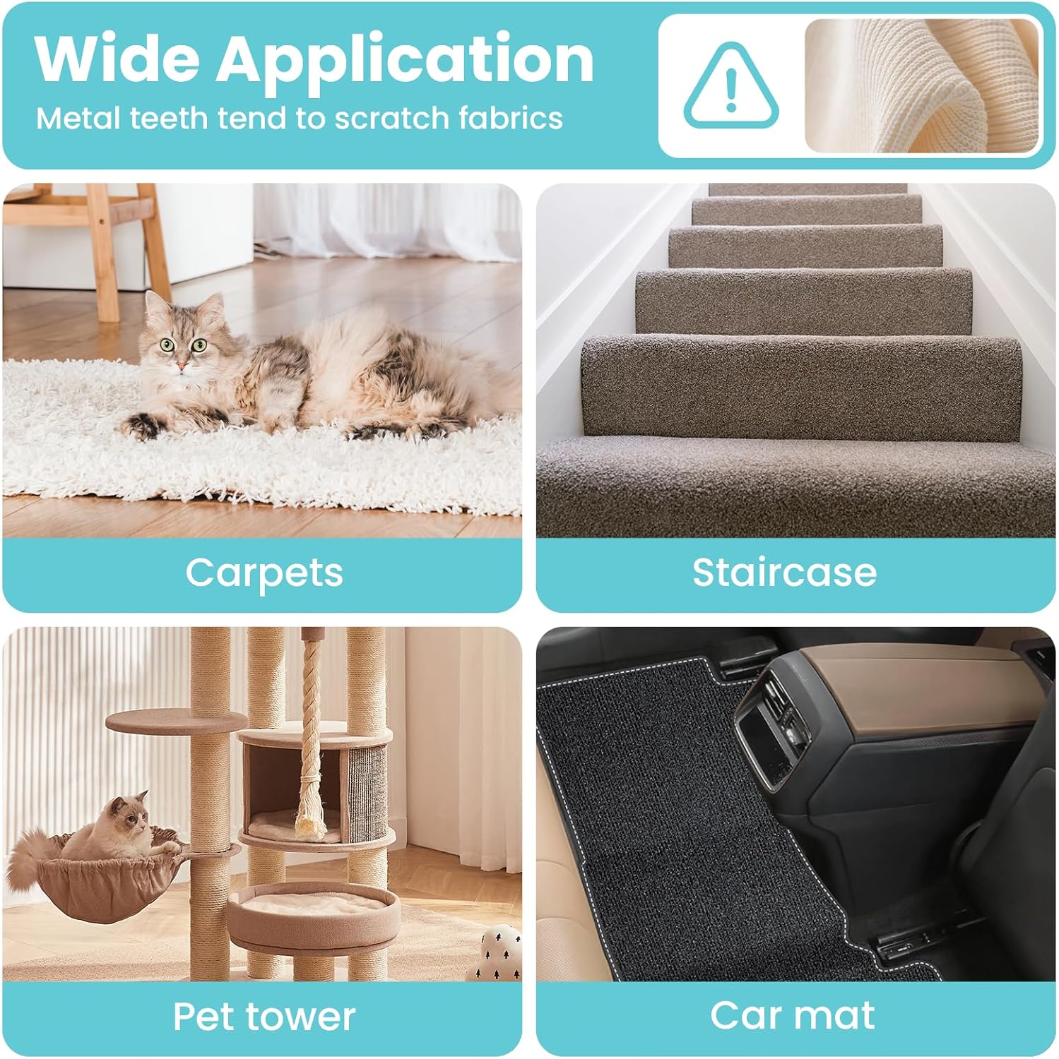 3 in 1 Carpet Rake for Pet Hair Removal, Tool Set of 3, 55” Long Handle Carpet Pet Hair Removal