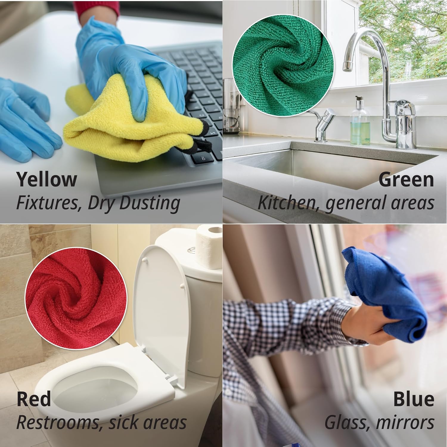 EvaClean Premium Microfiber Cleaning Cloth 16"x16" - Reusable, Washable, Non-Scratch, Microfiber