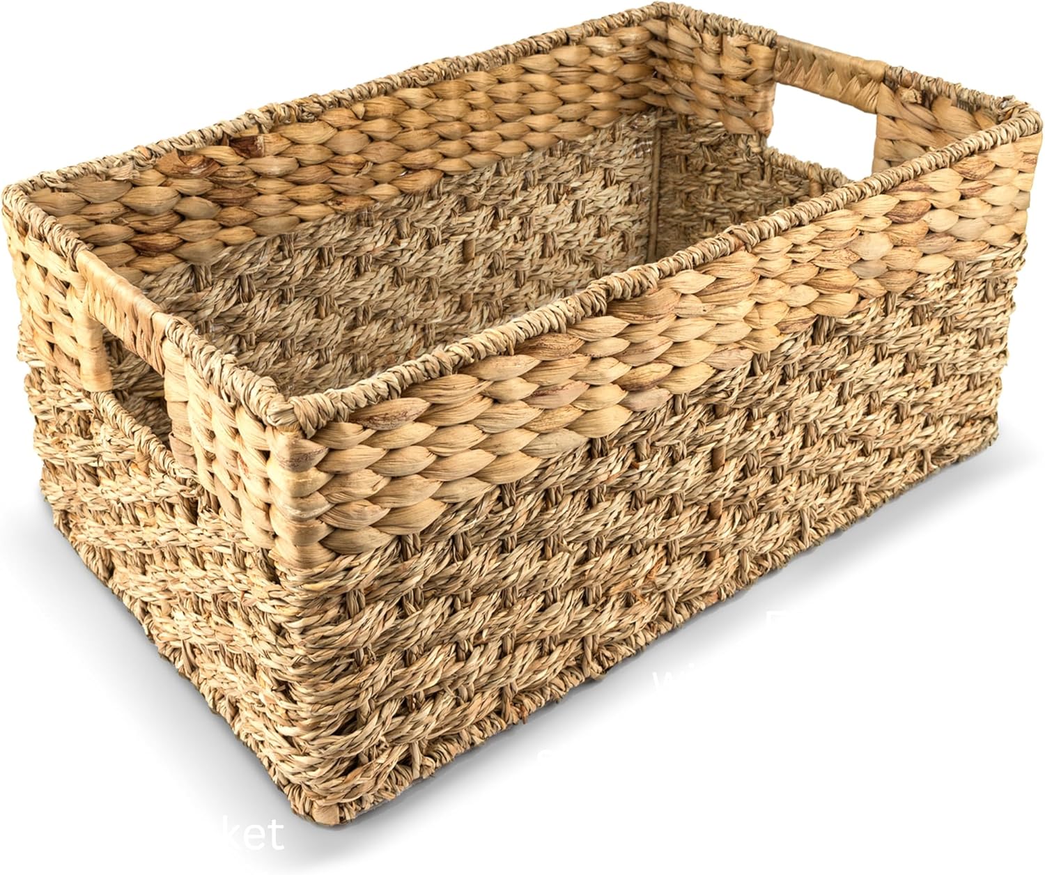 Medium Wicker Basket for Storage, Natural, Seagrass and Hyacinth Woven Baskets for Décor with