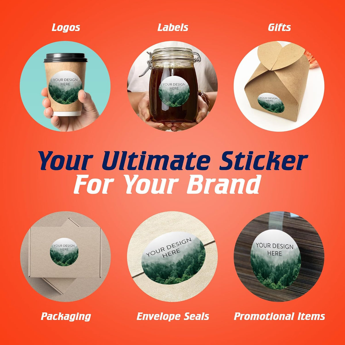 100 Custom Vinyl Stickers - Upload Your own Image, Text, Design, Logo - Personalized Logo Labels