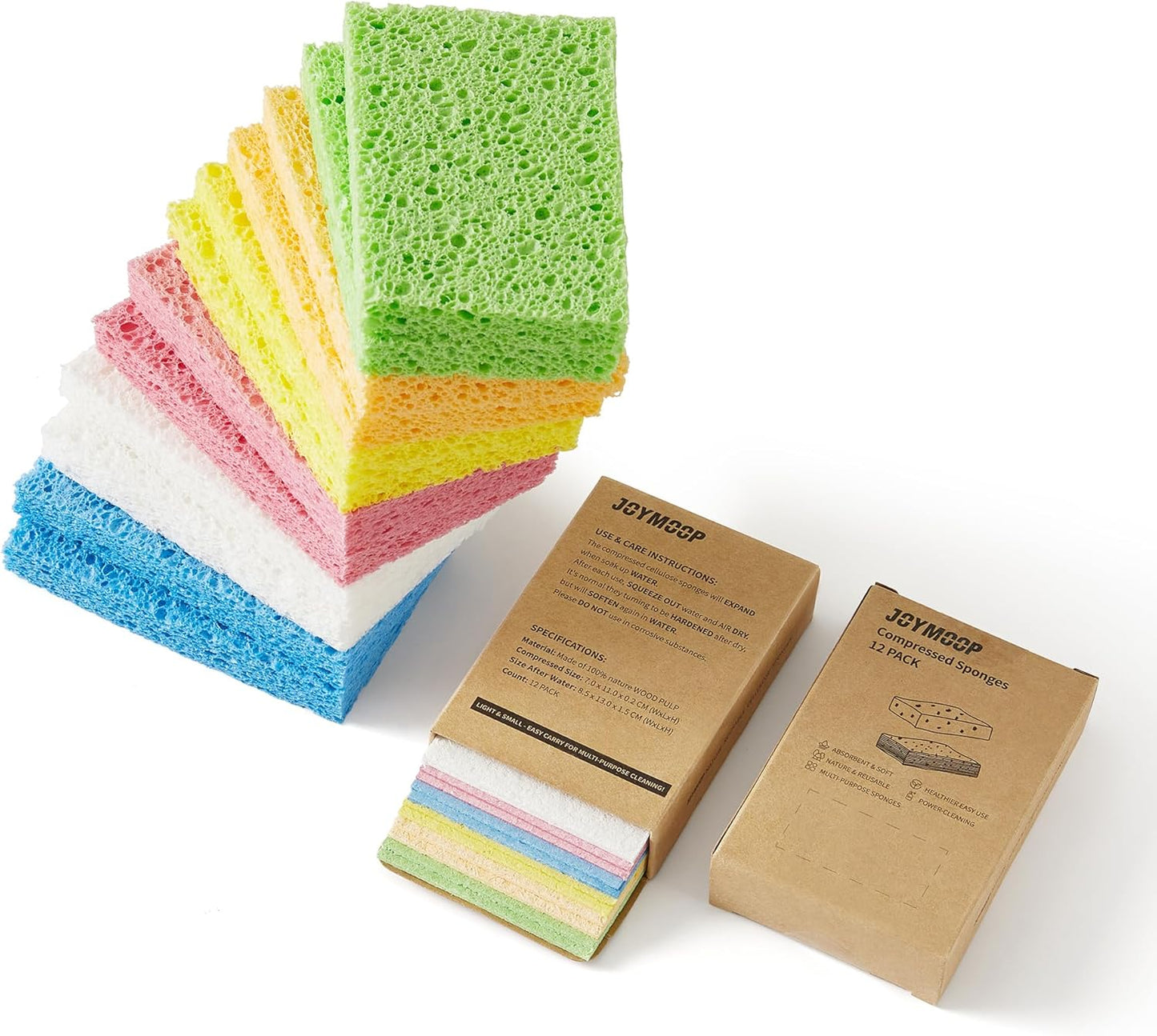 JOYMOOP Dish Sponge Scrubber, Cellulose Sponges Kitchen for Non-Scratch Washing Dishes, Household