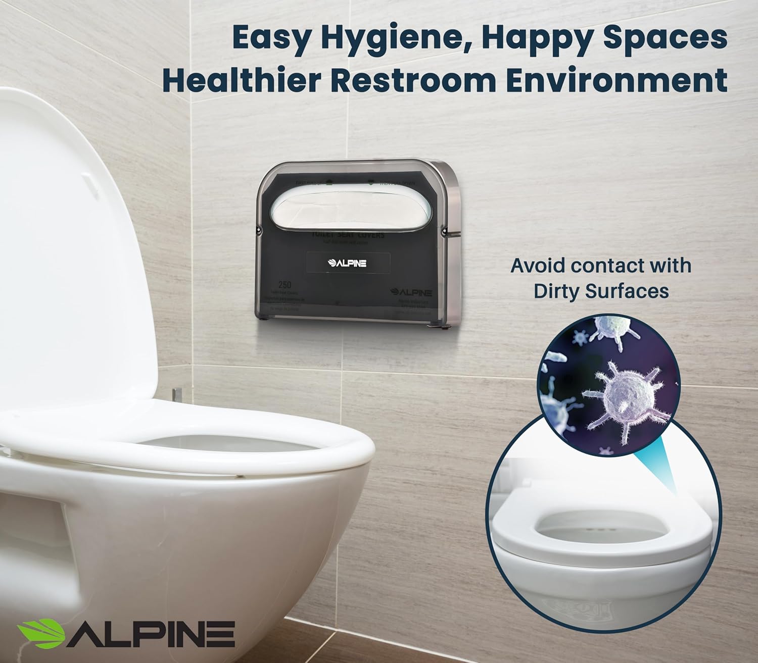 Alpine Toilet Seat Cover Dispenser - 2 Pack Wall Mount Disposable Toilet Seat Cover Holder for