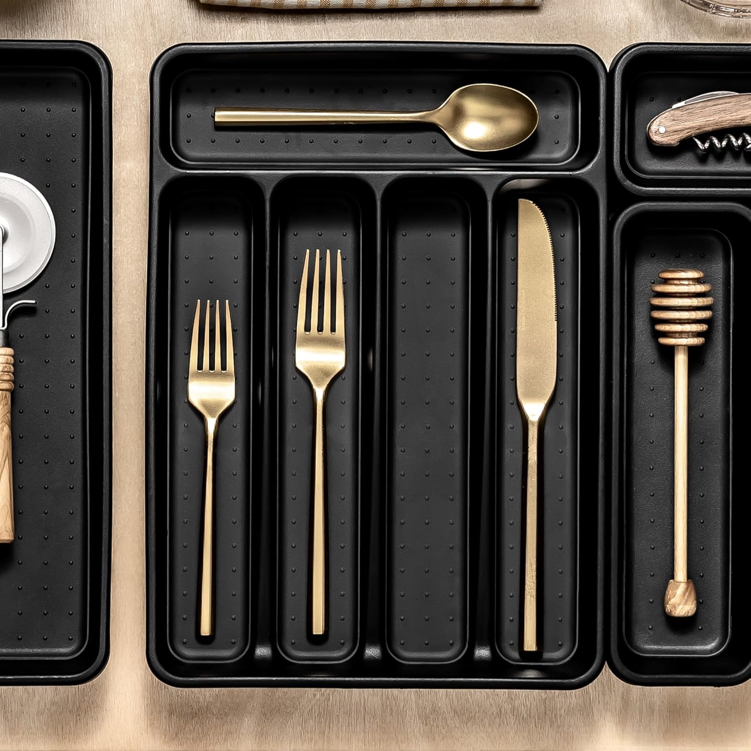 madesmart Classic Mini Silverware Tray Soft Grip, Non-Slip Kitchen Drawer, Multi-Purpose Home