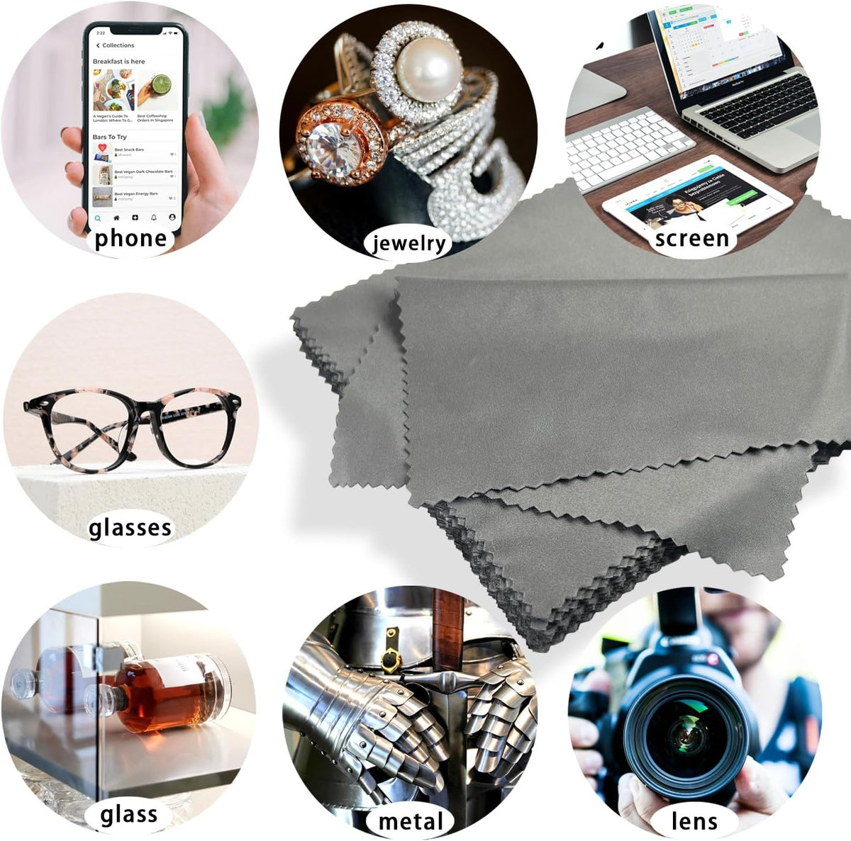 Microfiber Cleaning Cloths (30 Pack), 6x7 Inch – Soft Lens & Glasses Cleaning Cloth for Eyeglasses