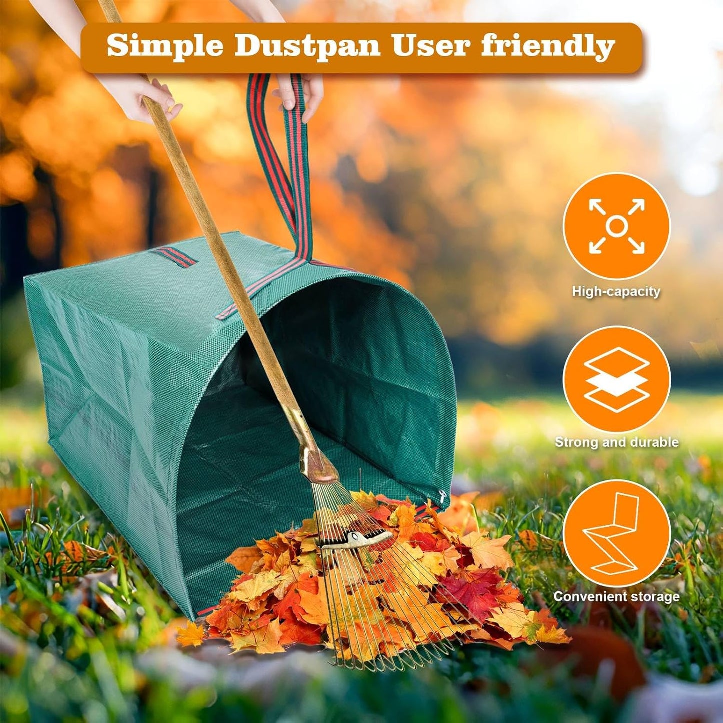 72 gallon Leaf Collector bags,4-Pack Yard Waste Bags,Large Dustpan-Type Lawn Bags, Leaf Bags for