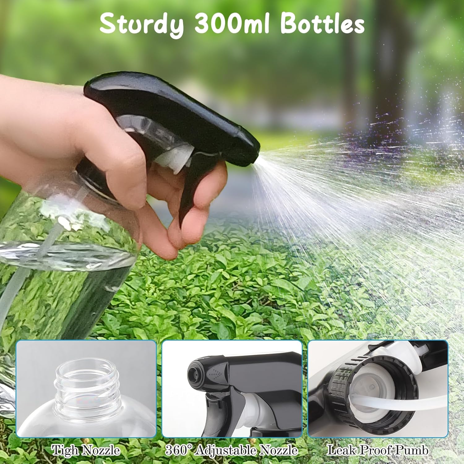 Bynccea Spray Bottle Empty Spray Bottles PET -10 oz/300 ml Plastic Water Sprayer bottles Refillable