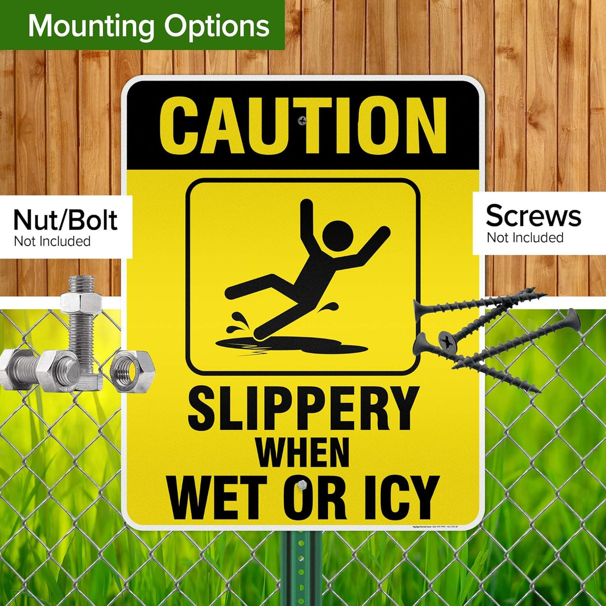 Caution Slippery When Wet Sign or ICY Sign, 24"x30" .080 Reflective Aluminum, Indoor/Outdoor Use