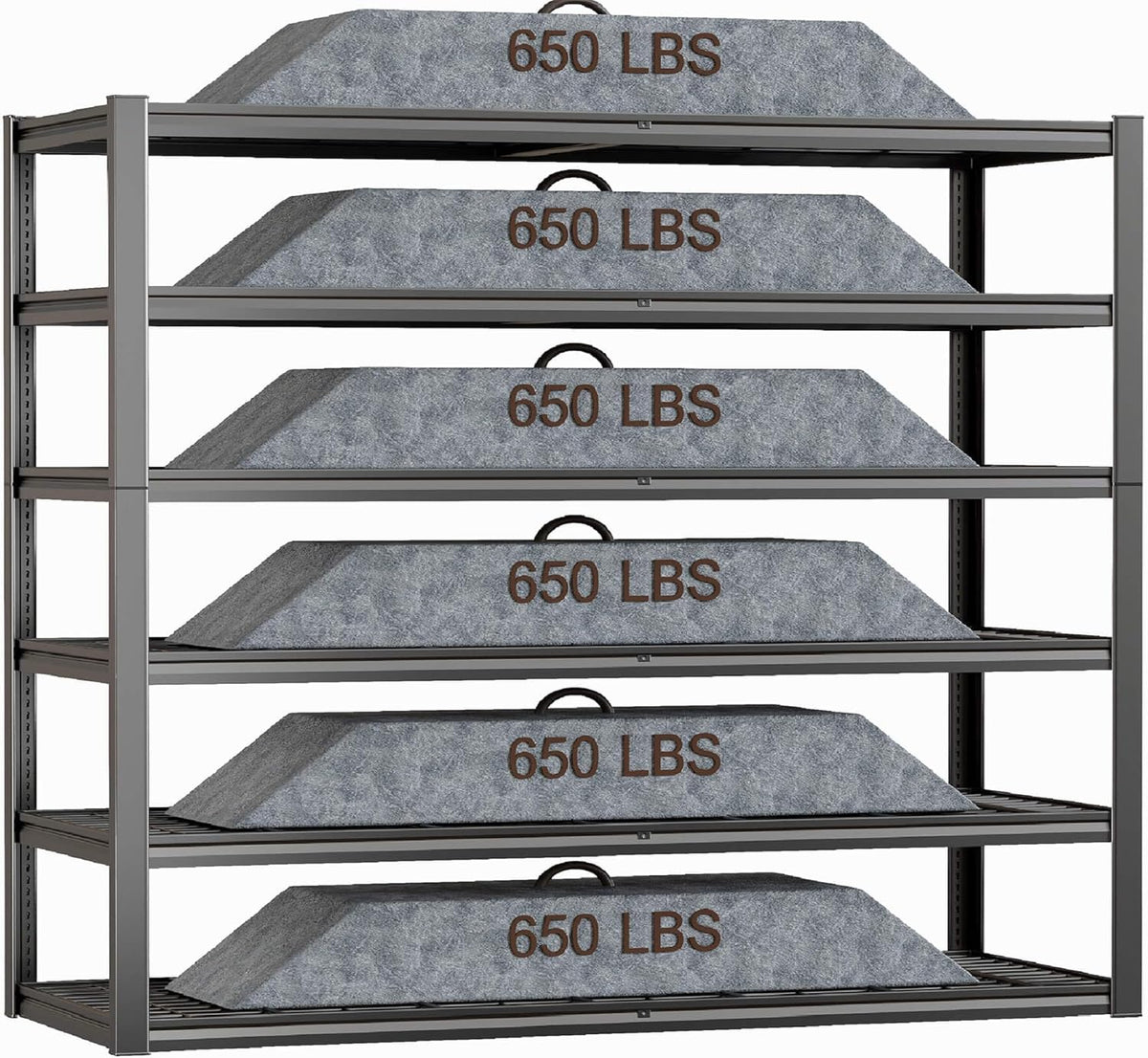 60" Wide Heavy Duty Garage Shelving Adjustable 6 Tier Garage Storage Shelves 3900LBS Metal Shelving