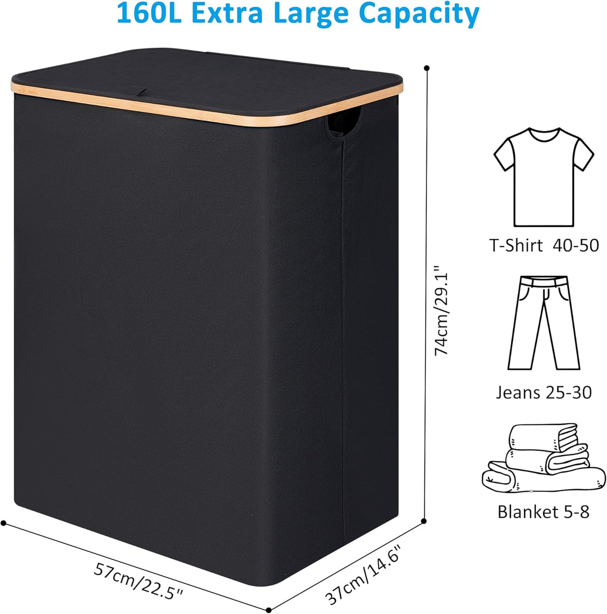 efluky Double Laundry Hamper with Lid, Divided Laundry Hamper with Removable Bags, 2 Section Dirty