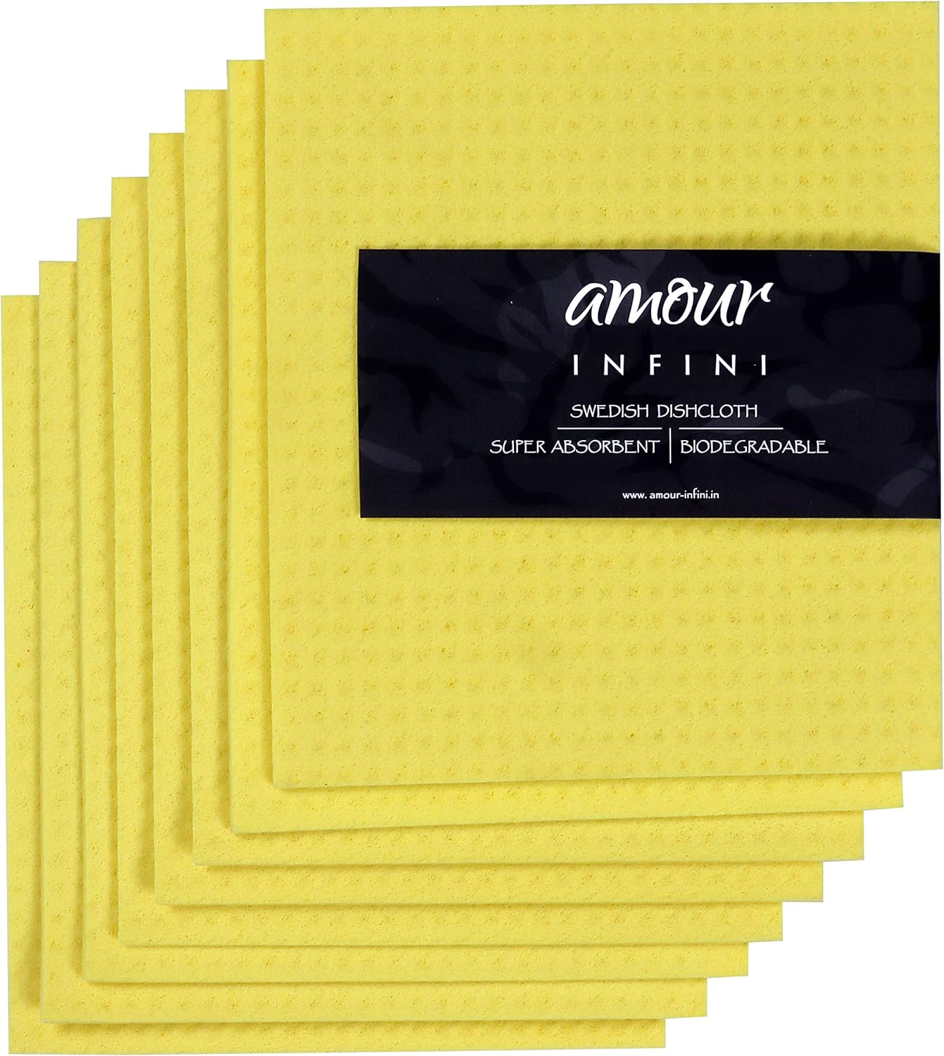 AMOUR INFINI Swedish Dishcloth Cellulose Sponge 8 Pack - No Odor, Resuable and Absorbent Cleaning