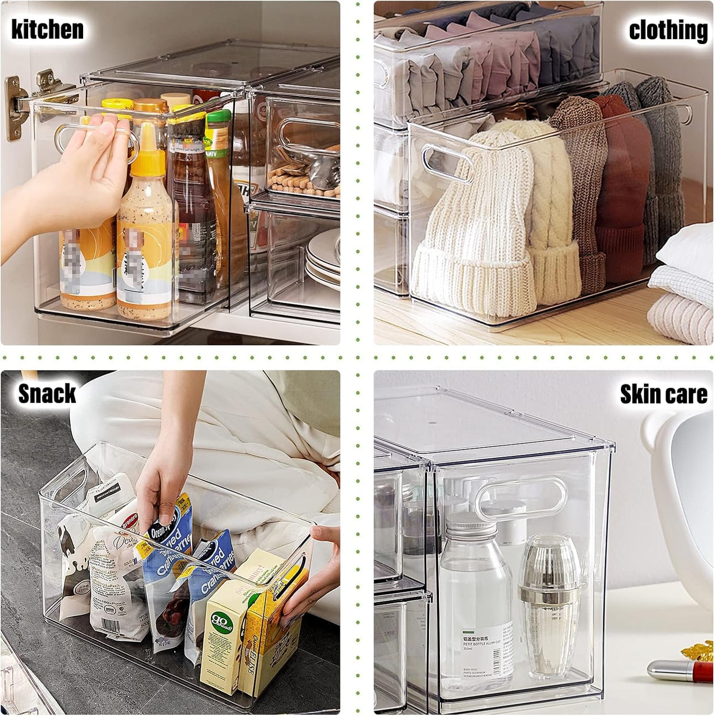 shopwithgreen Refrigerator Organizer and Storage Bins with Pull-out Drawer, Stackable Clear Fridge