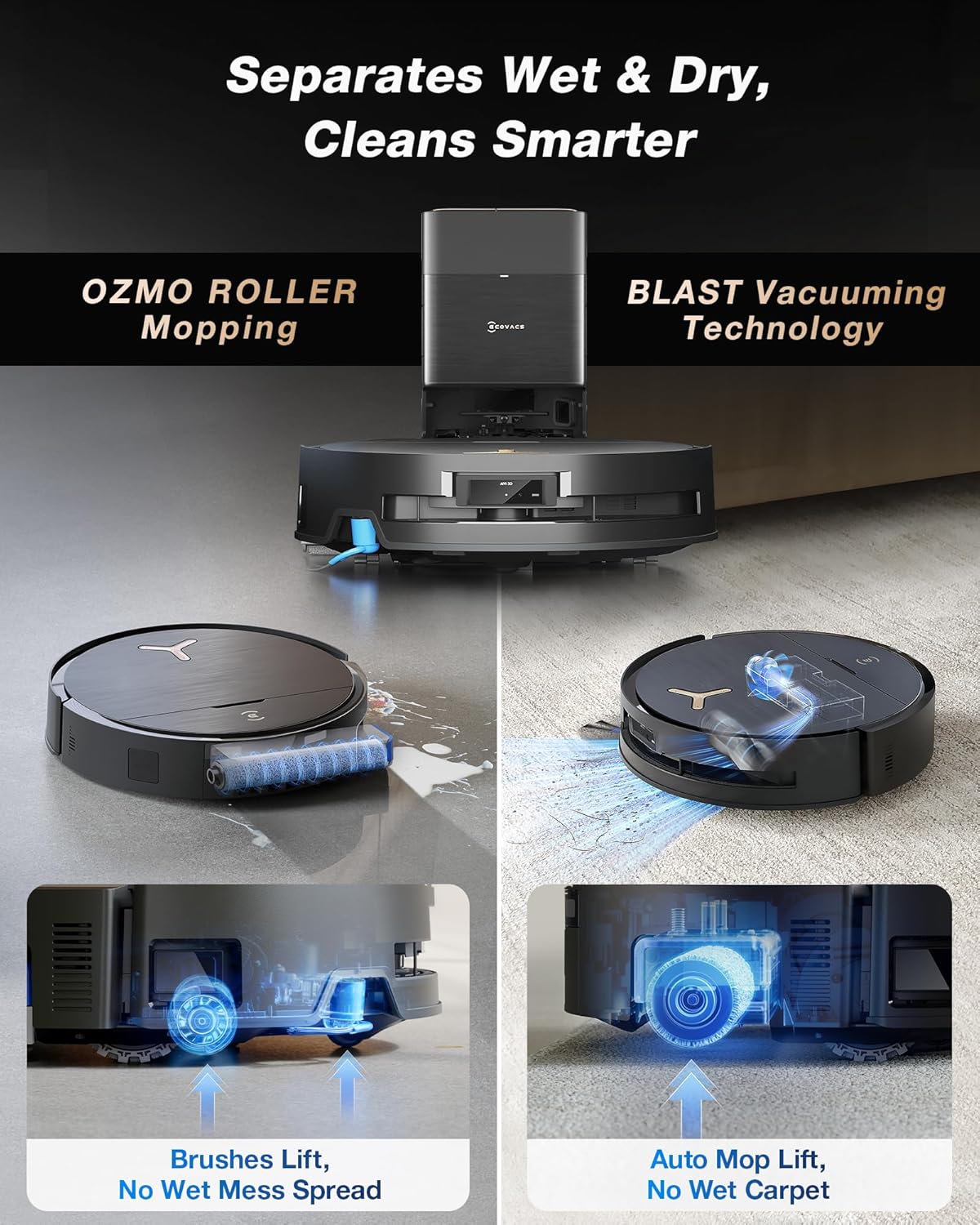 ECOVACS DEEBOT X9 PRO Omni Robot Vacuum and Mop,16,600Pa Blast Suction, OZMO Roller Instant
