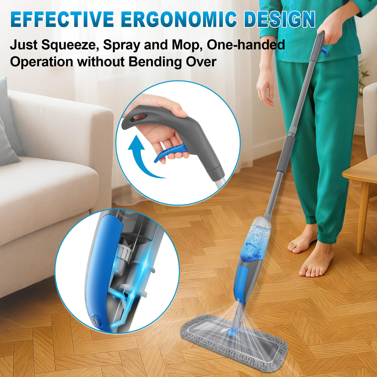 BPAWA Spray Mops for Floor Cleaning: Microfiber Wet Mop for Hardwood Tile