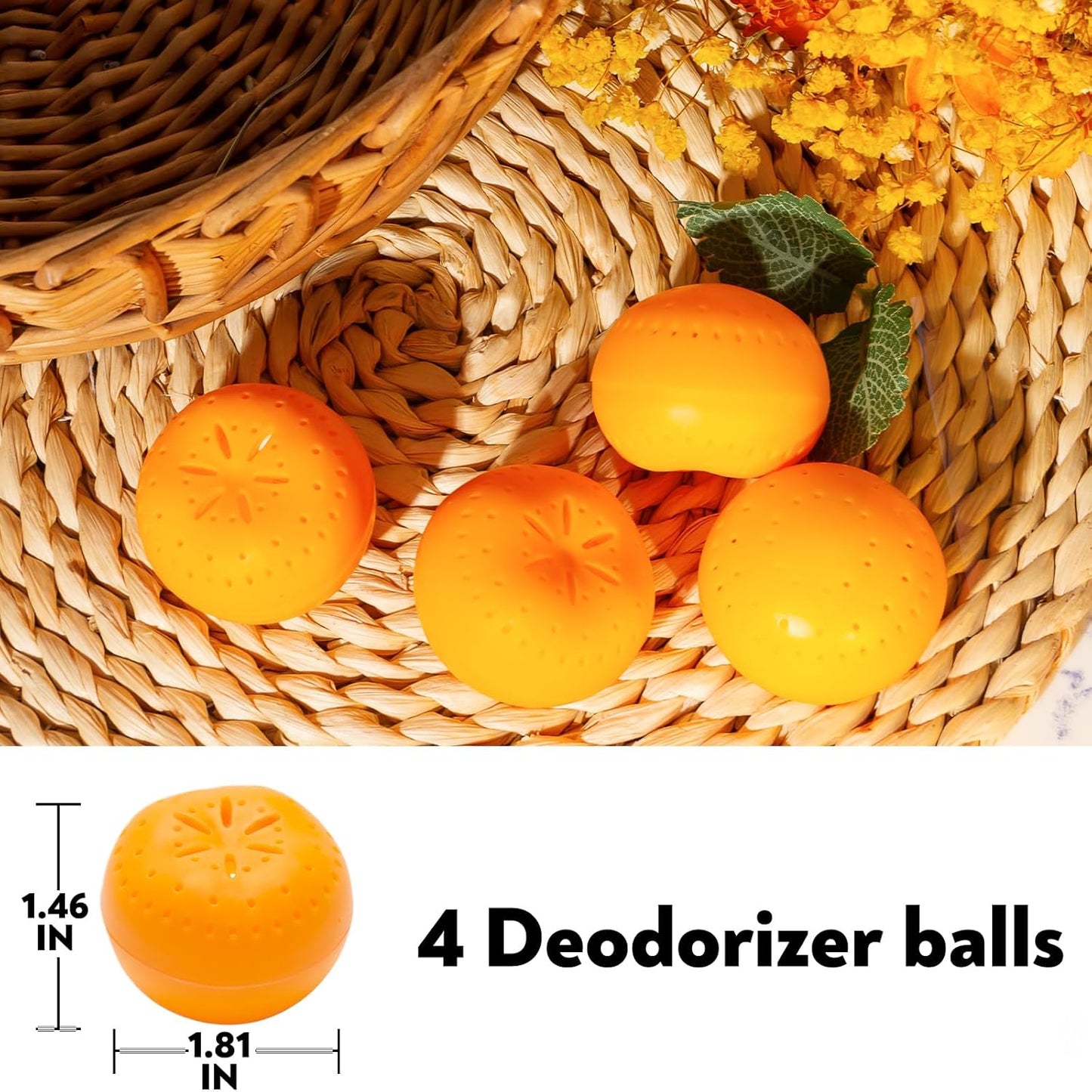 4 Pack Baking Soda Deodorizers, Shoe Deodorizer Balls, Air Freshener for Home, Odor Eliminator for