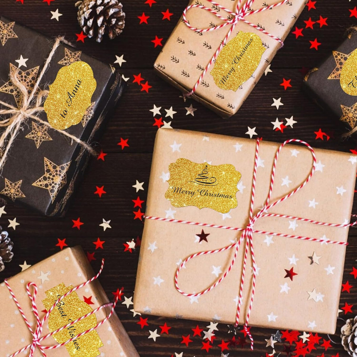 350 PCS Gift Tags Stickers Name Labels Stickers,2" x 1.2" Fancy Shape Stickers Self-Adhesive