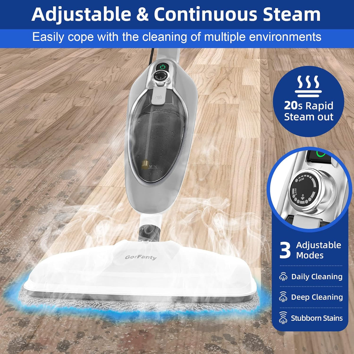 Steam Mop - 10-in-1 MultiPurpose Handheld Steam Cleaner Detachable Floor Steamer for