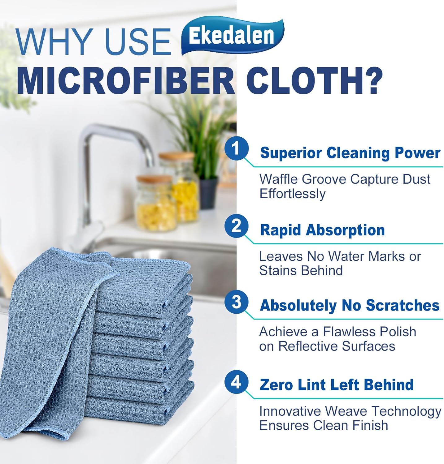 Microfiber Cleaning Cloth Waffle Weave for Dusting Absorbent Towel Quick Drying Dust Rags Household