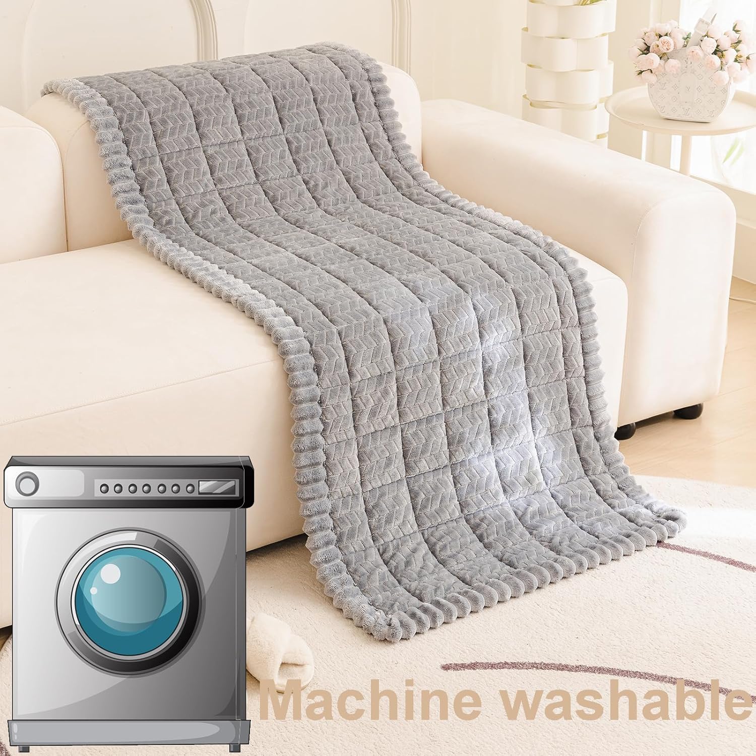 Pet Couch Cover Protector Sofa Covers for Pets Washable Non Slip Couches and Sofas Dog Mat (Grey