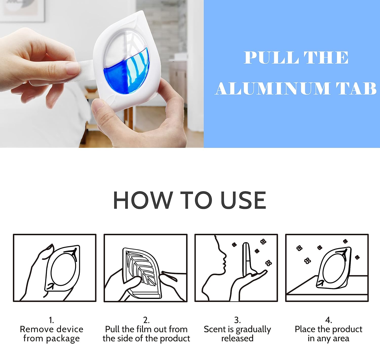 Air Freshener for Home, 4 Pack, Fresh Scent, Odor Eliminator for Small Area Closets Bathroom Pets
