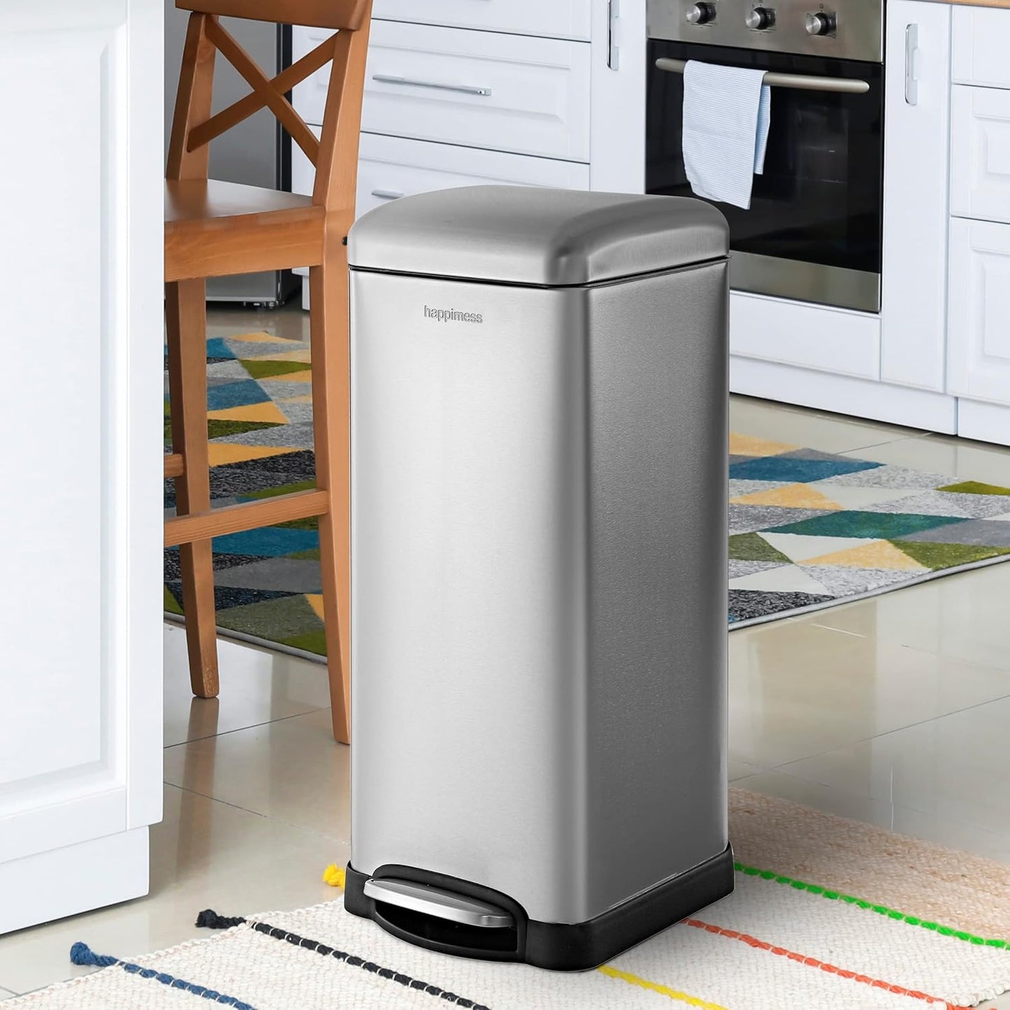 happimess HPM1007D Betty Retro 8-Gallon Step-Open Trash Can with Soft-Close Lid, Fingerprint