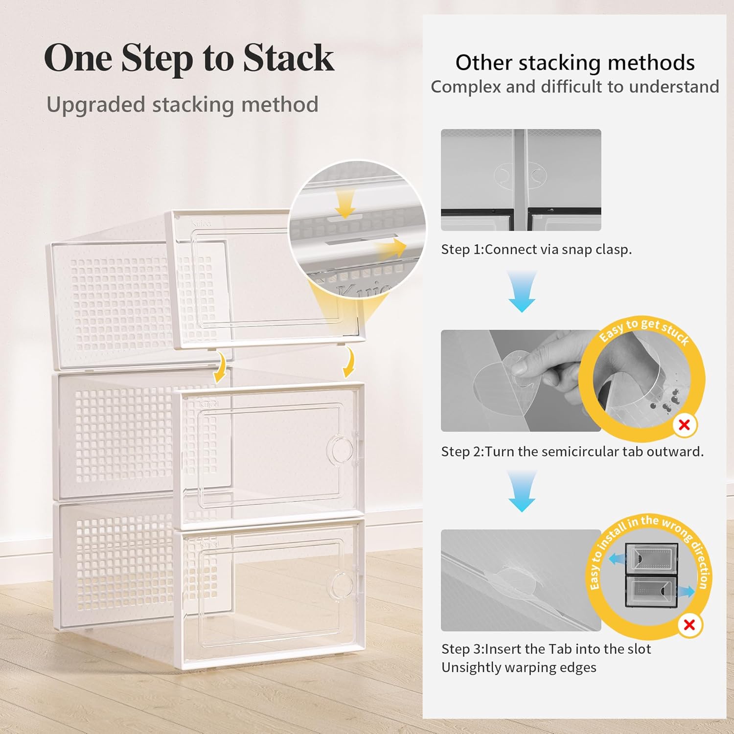 Kuject X-Large Shoe Storage Boxes Organizers Clear Plastic Stackable 12 Pack, Shoe Rack & Holder