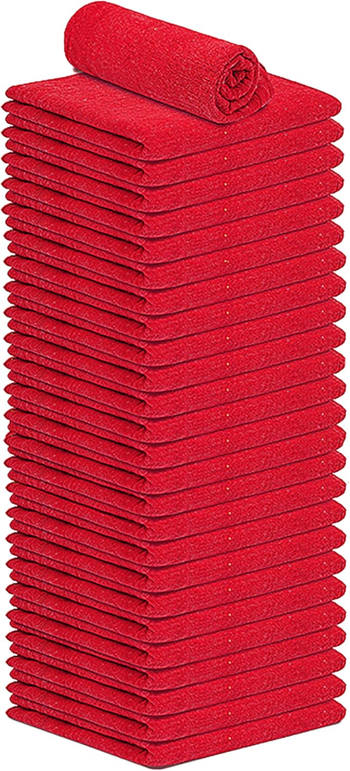 Cotton Shop Towels - Pack of 25 Cleaning Rags 12'' x 14'' - Super Soft and Absorbent Shop Rags for