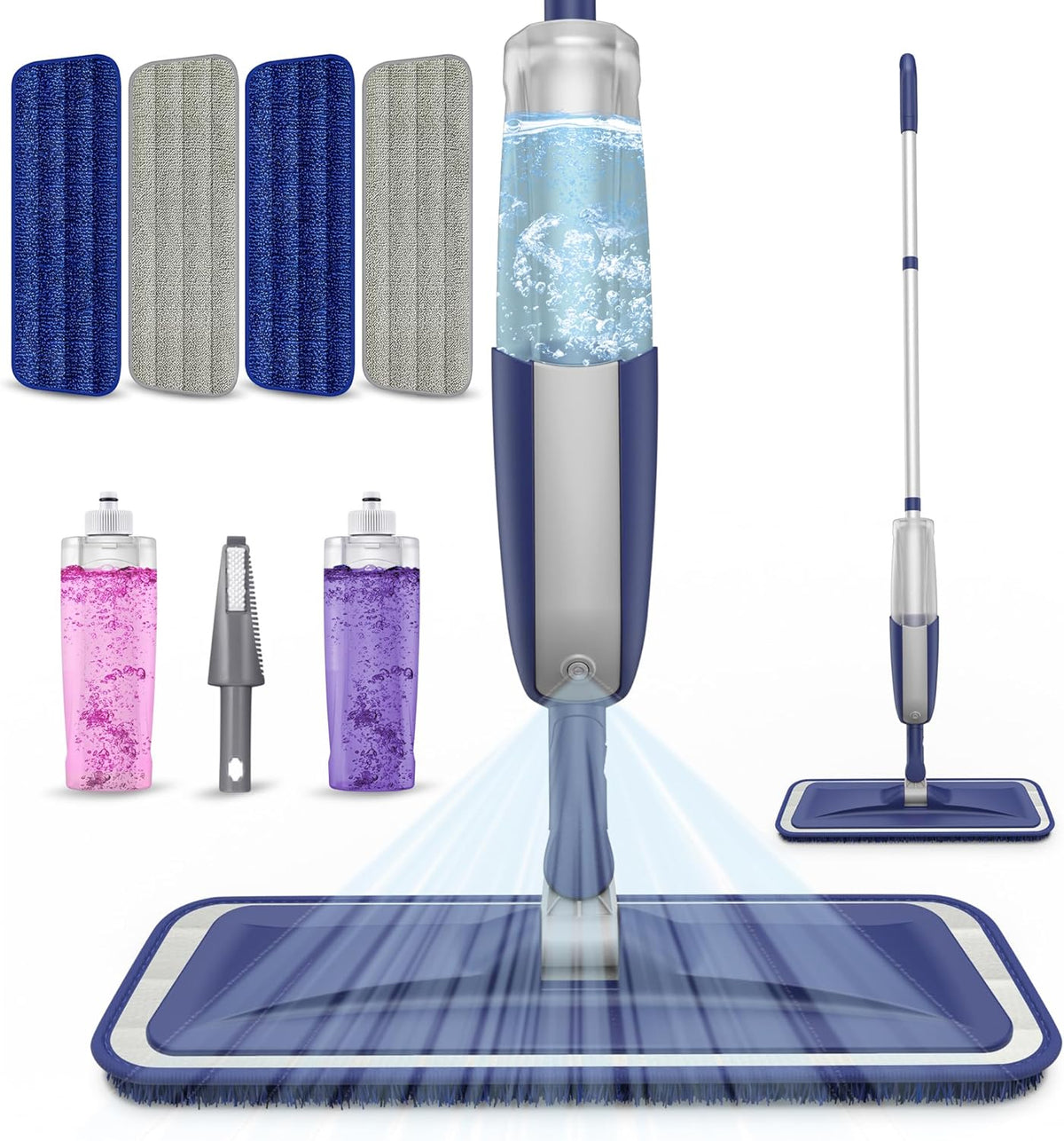 Wet Dust Mops for Hardwood Floor Cleaning - MEXERRIS Microfiber Spray Mops with 4X Reusable