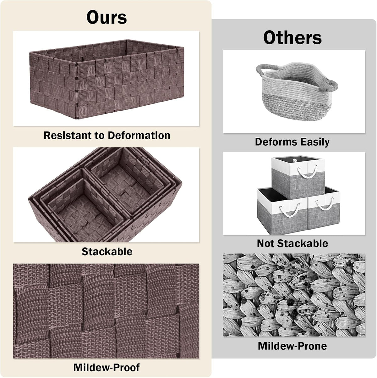 Woven Storage Baskets, Storage Bins, Cube Basket Container Baskets Storage Boxes Organizers for