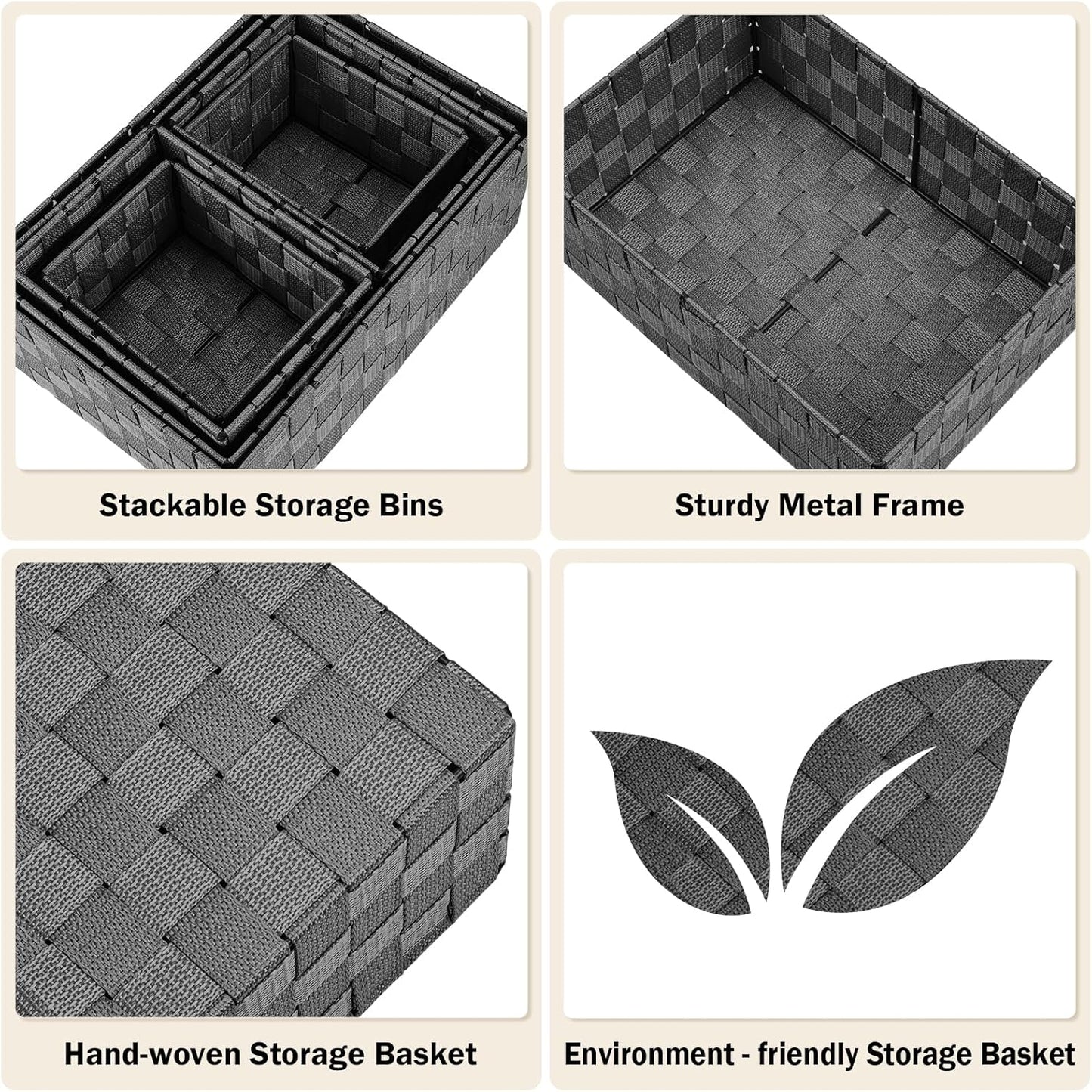 Woven Storage Baskets, Storage Bins, Cube Basket Container Baskets Storage Boxes Organizers for