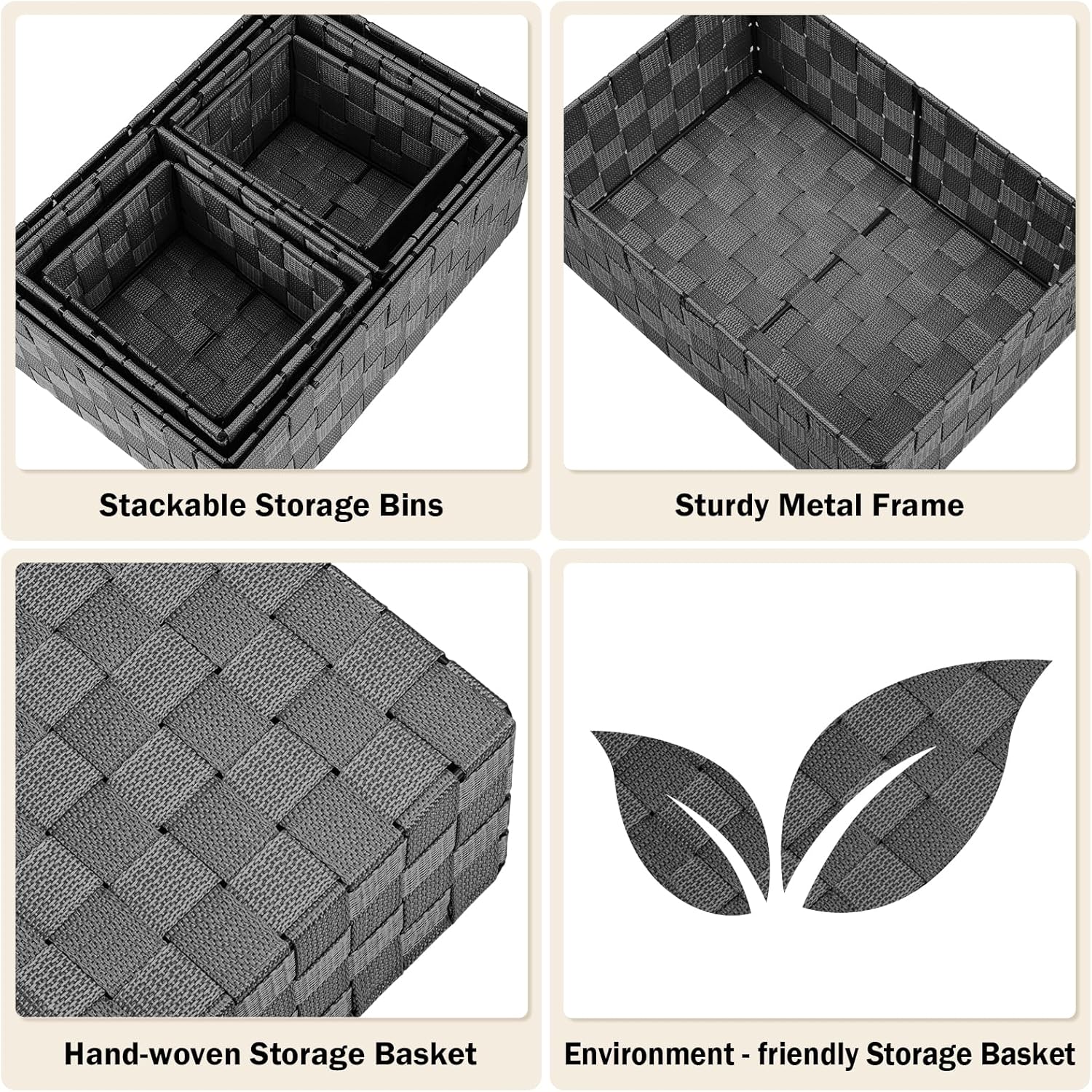 Woven Storage Baskets, Storage Bins, Cube Basket Container Baskets Storage Boxes Organizers for