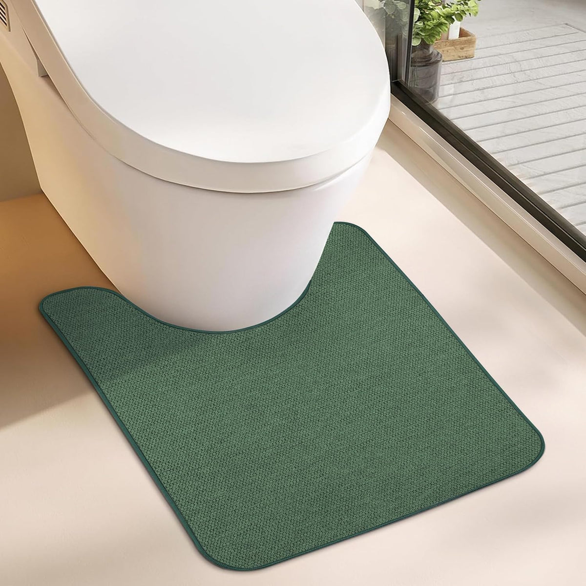 Toilet Rugs U Shaped Bathroom Rug,Machine Washable Non Slip Quick Dry Super Absorbent Ultra Thin