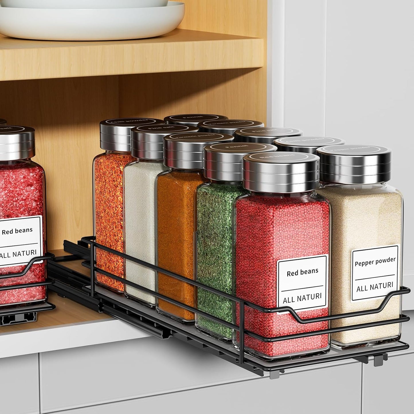 RCHYFEED Pull Out Spice Rack Organizer for Cabinet,Slide out Spice Organizer for Inside