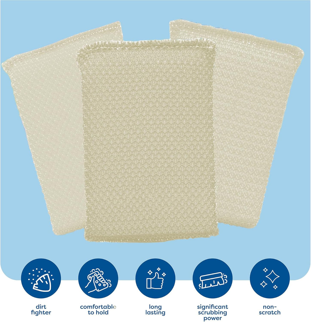 6 Scrub Sponges Kitchen by SCRUBIT, Multi-Purpose Scouring Pads, Non-Scratch Cleaning Sponges for