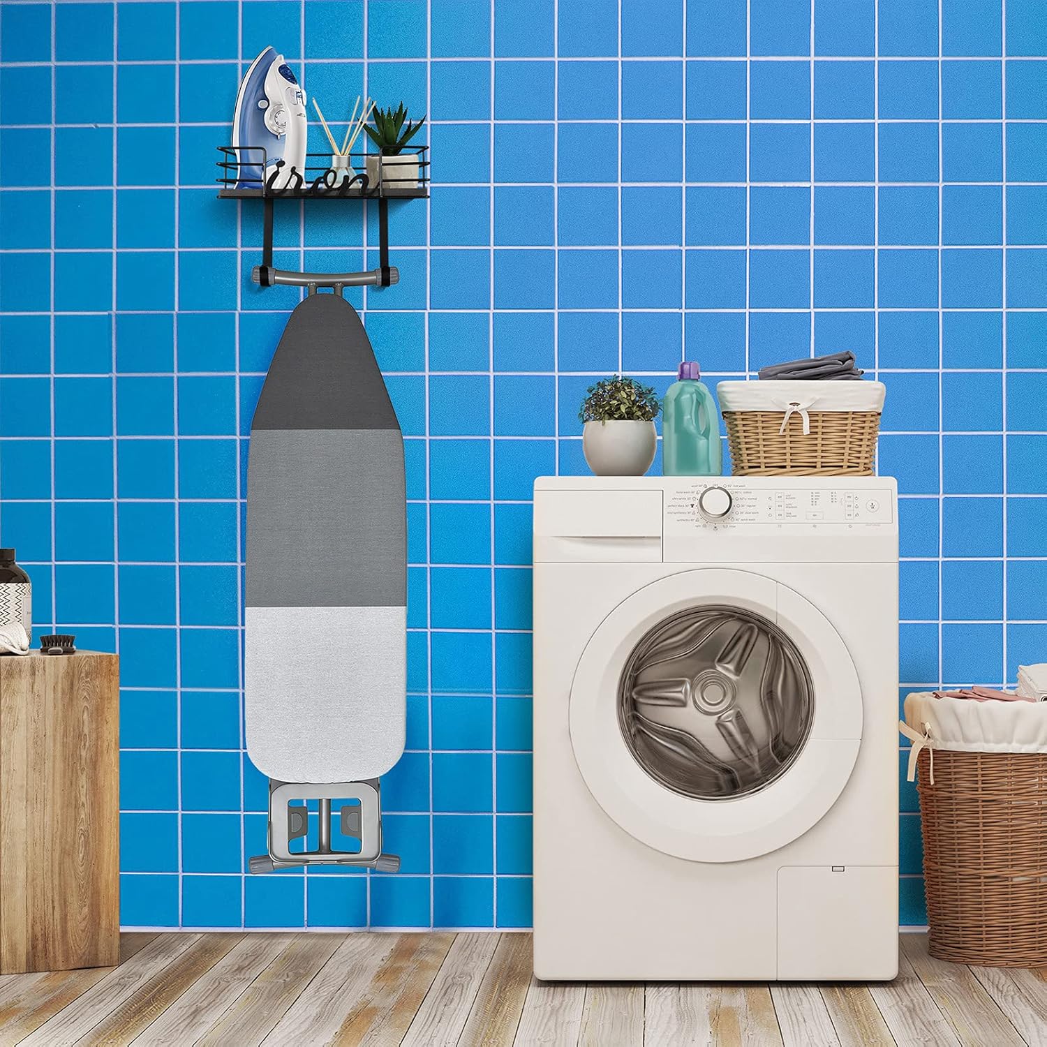 TJ.MOREE Ironing Board Hanger Wall Mount - Laundry Room Iron and Ironing Board Holder, Metal Wall