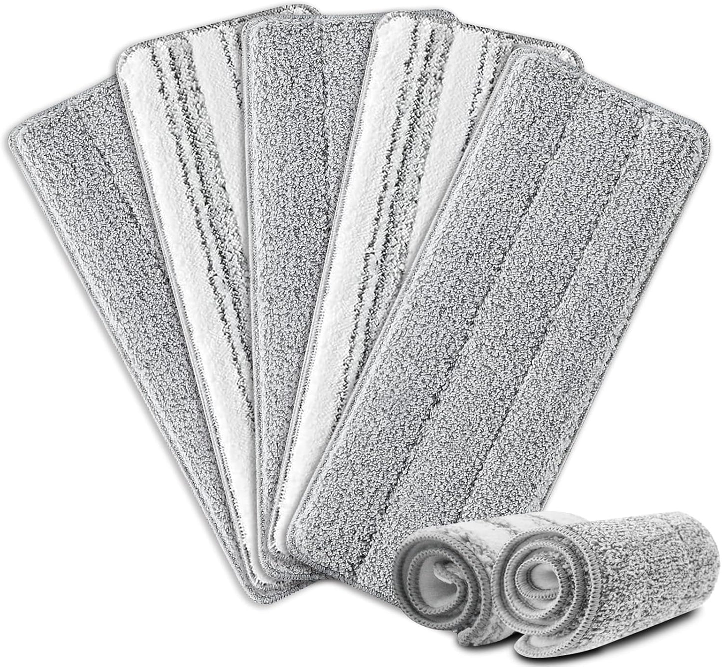 Flat Mop Pads, 5 Pack 13" X 4.9" Flat Mop Microfiber Mop Head/Refill/Pad, Washable Squeeze Cleaning