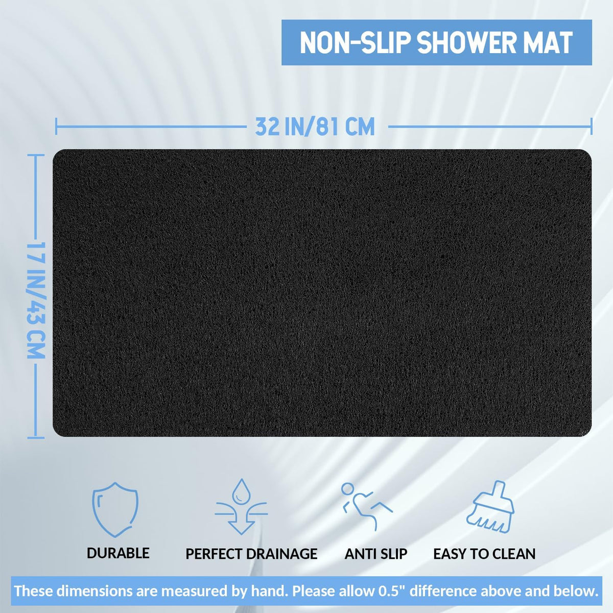 Non-Slip Bathtub Mat, Anti Slip Shower Mat, Fast Drying Bathtub Mats, Foot Scrubber Mat, Anti Slip