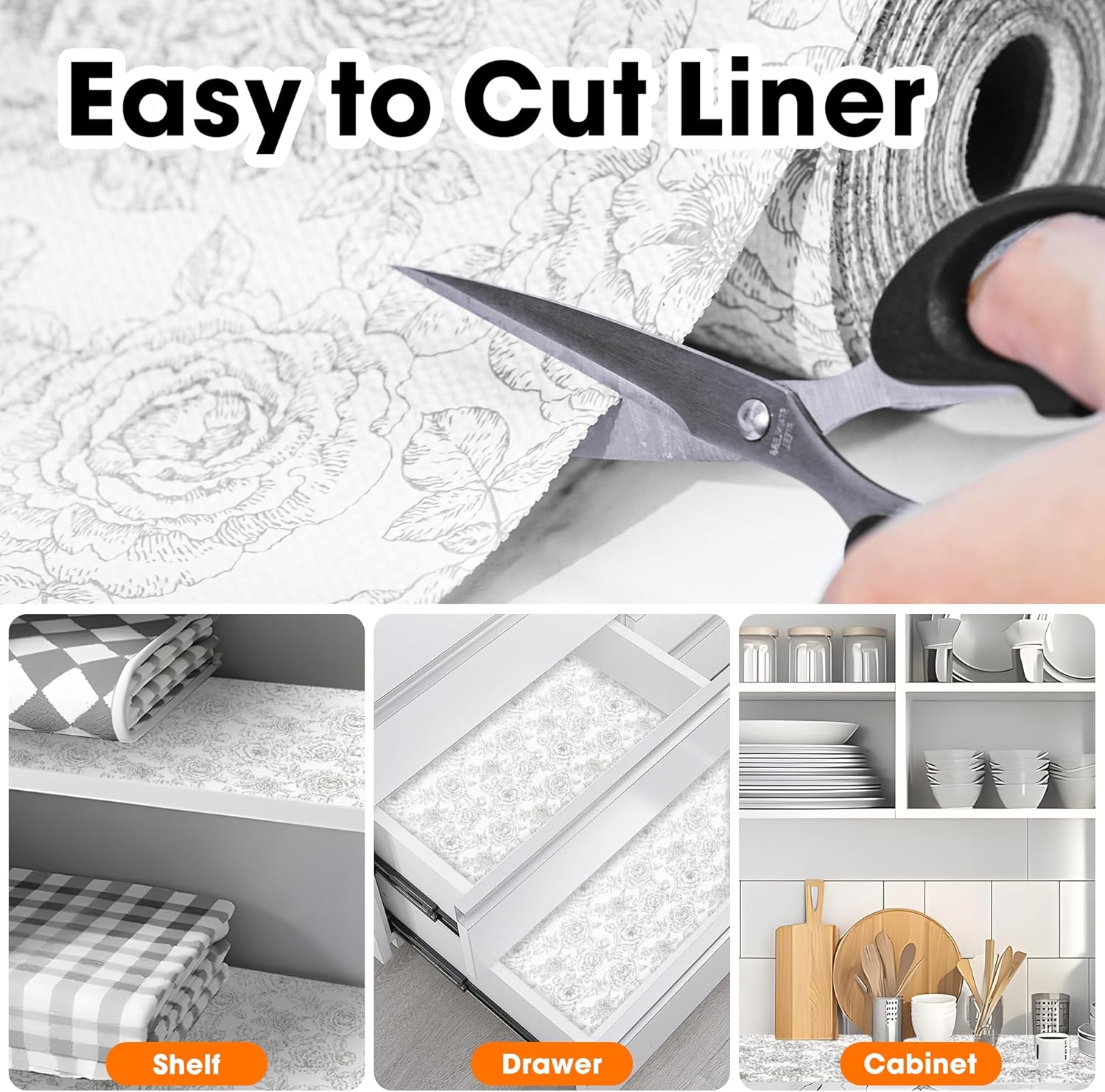 Drawer and Shelf Liner for Kitchen Cabinets Non-Adhesive, Non-Slip Cabinet Liner Shelf Paper Strong