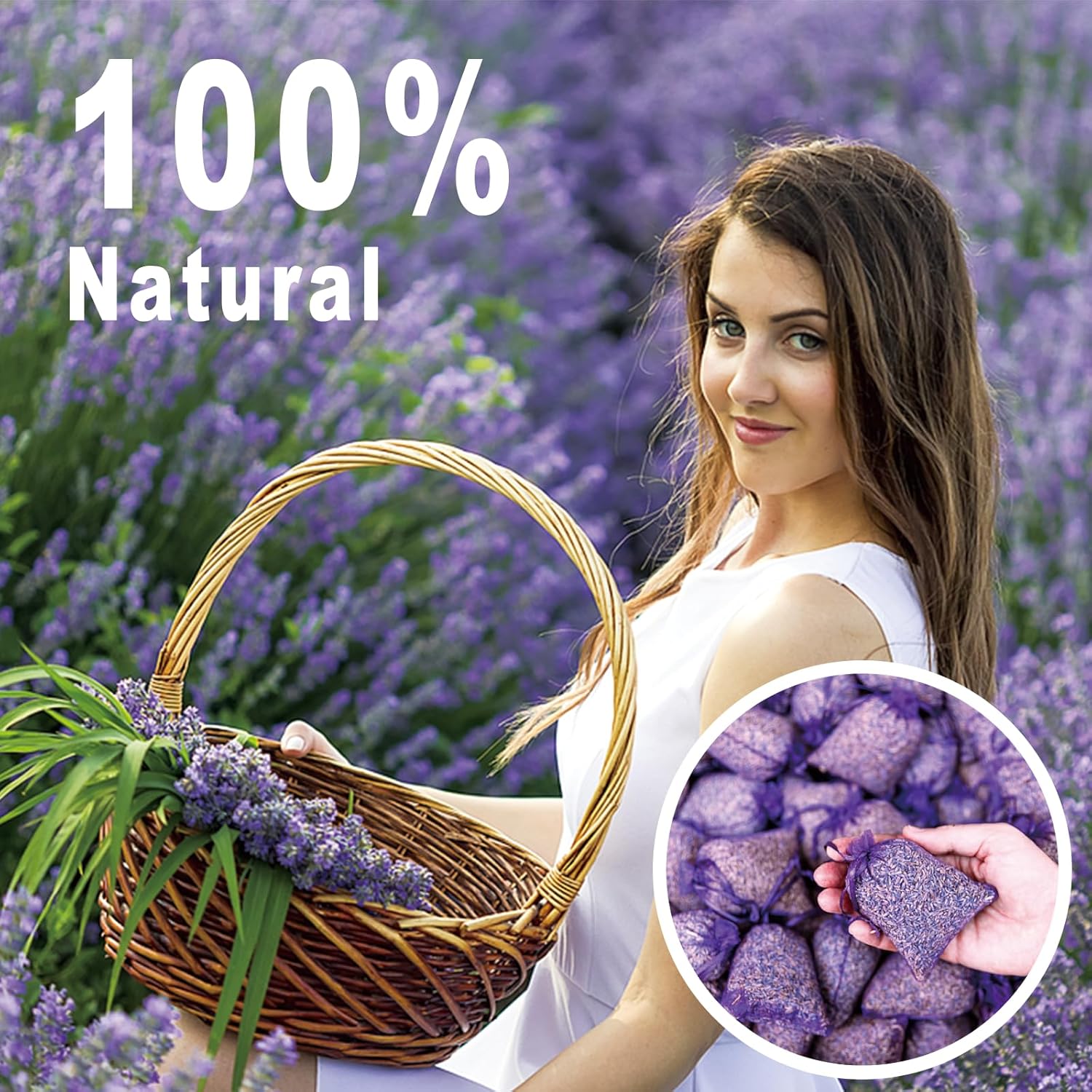 36 Pack French Dried Lavender Sachet Bags, 100% Natural Lavender Bags for Drawers and Closets