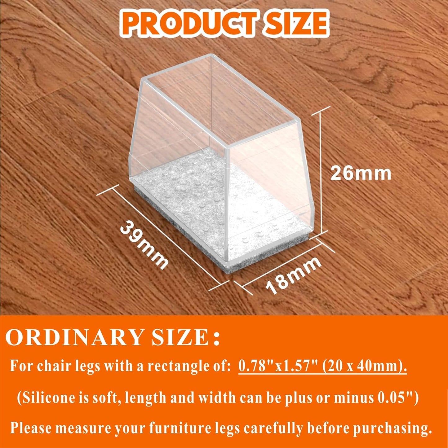 Rectangle Chair Leg Protectors for Hardwood Floors,16 PCS Silicone Covers to Protect Wood Tile
