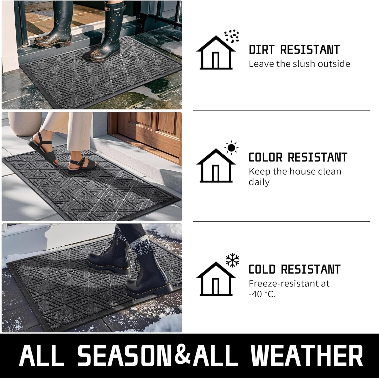 Yimobra Large Door Mat 47x32, All-Weather Waterproof Non-Slip Welcome Matt Outdoor, Heavy Duty Non