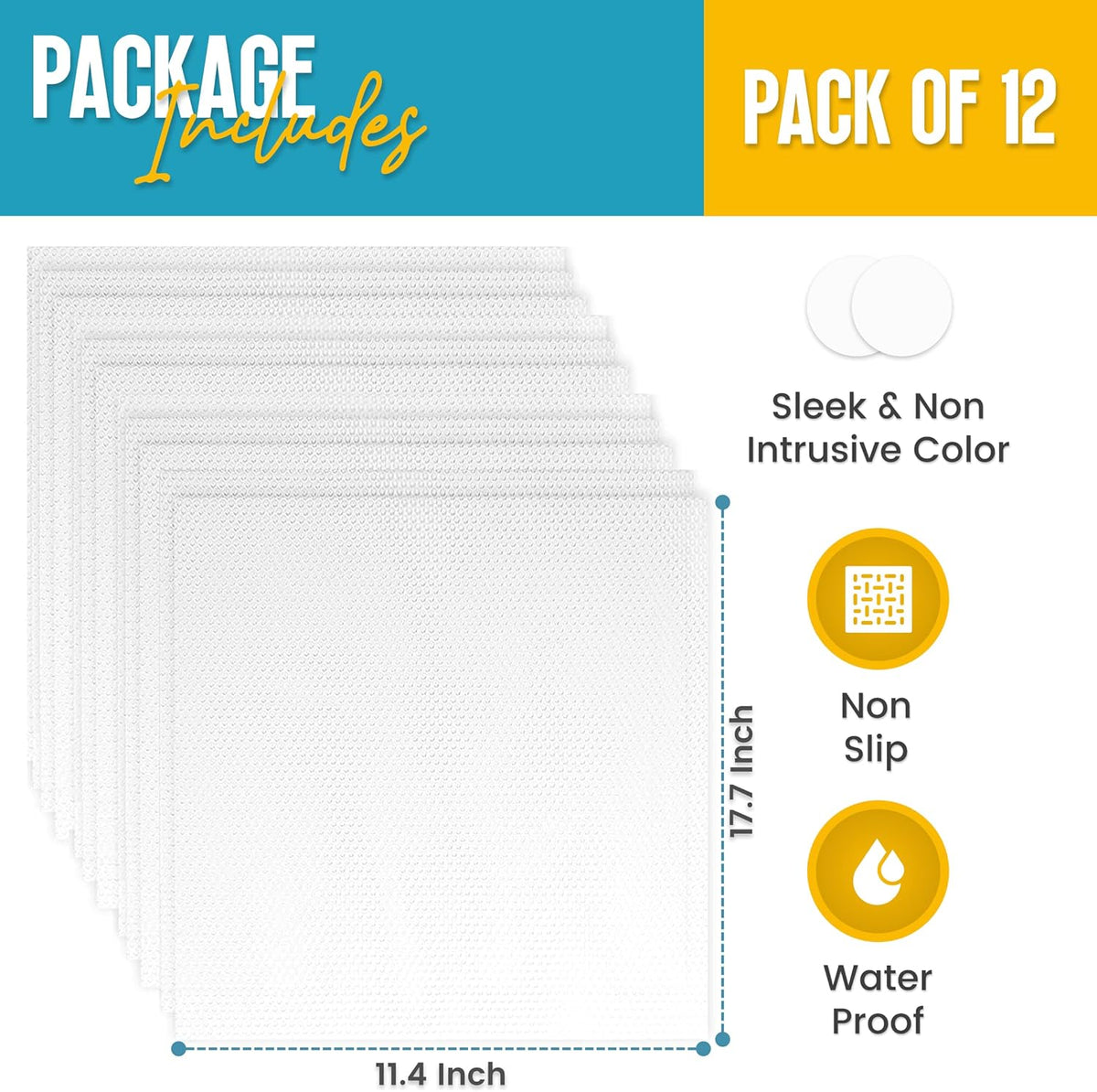 Refrigerator Liners for Shelves (12 Pack) by Linda’s Essentials - Non-Adhesive Shelf or Drawer