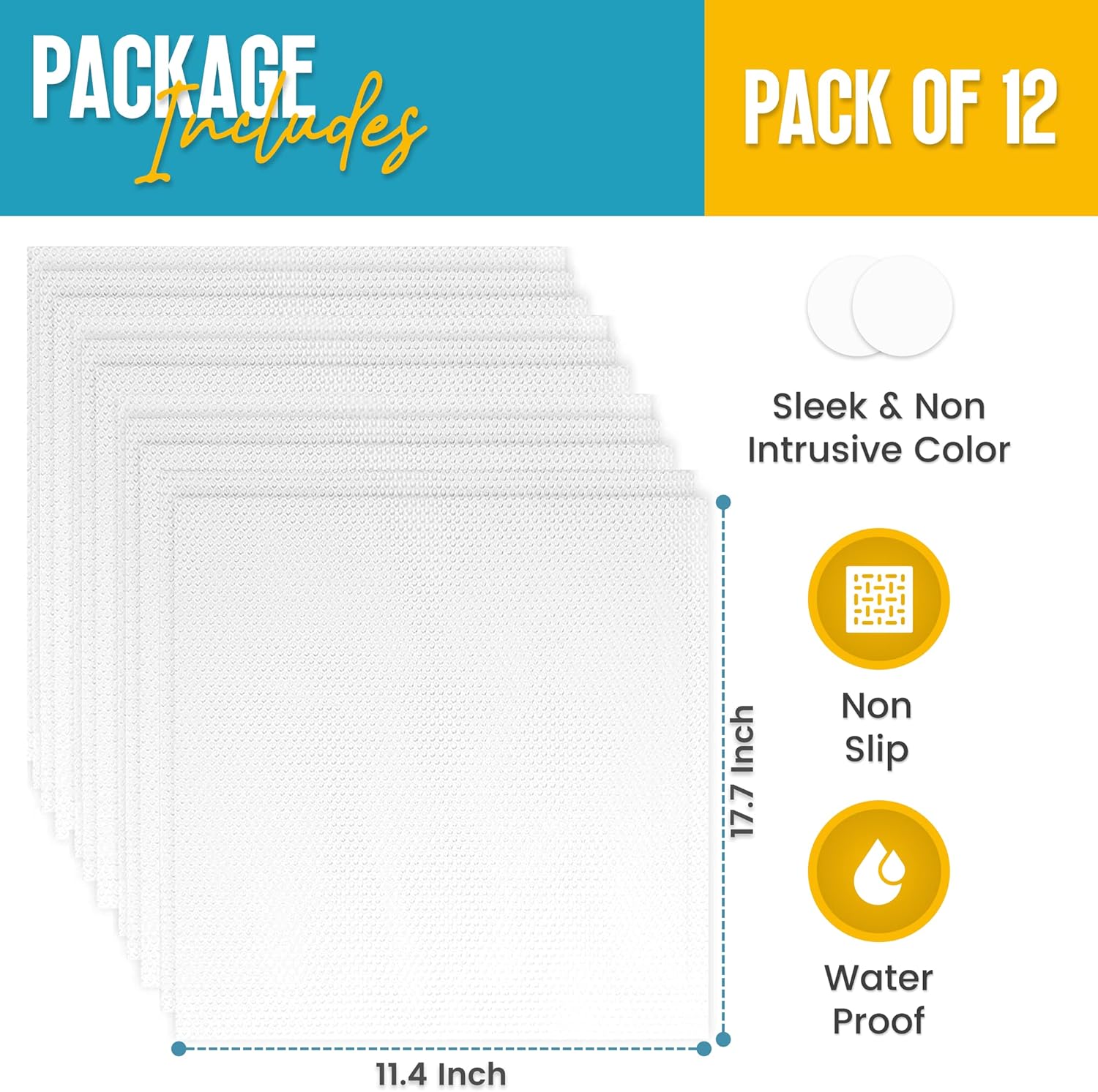 Refrigerator Liners for Shelves (12 Pack) by Linda’s Essentials - Non-Adhesive Shelf or Drawer