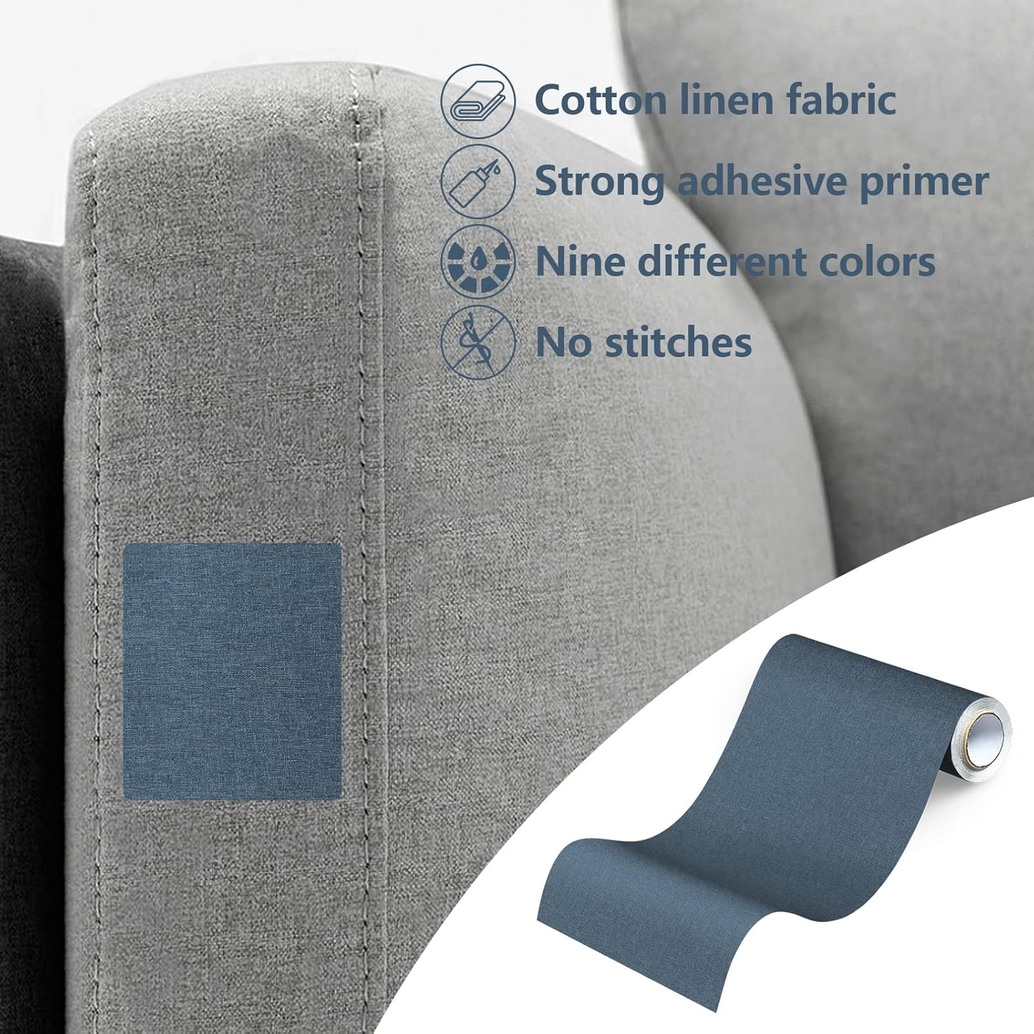 Fabric Repair Patches, Linen Repair Tape Self-Adhesive Fabric Patches Durable, DIY Large Linen Tape