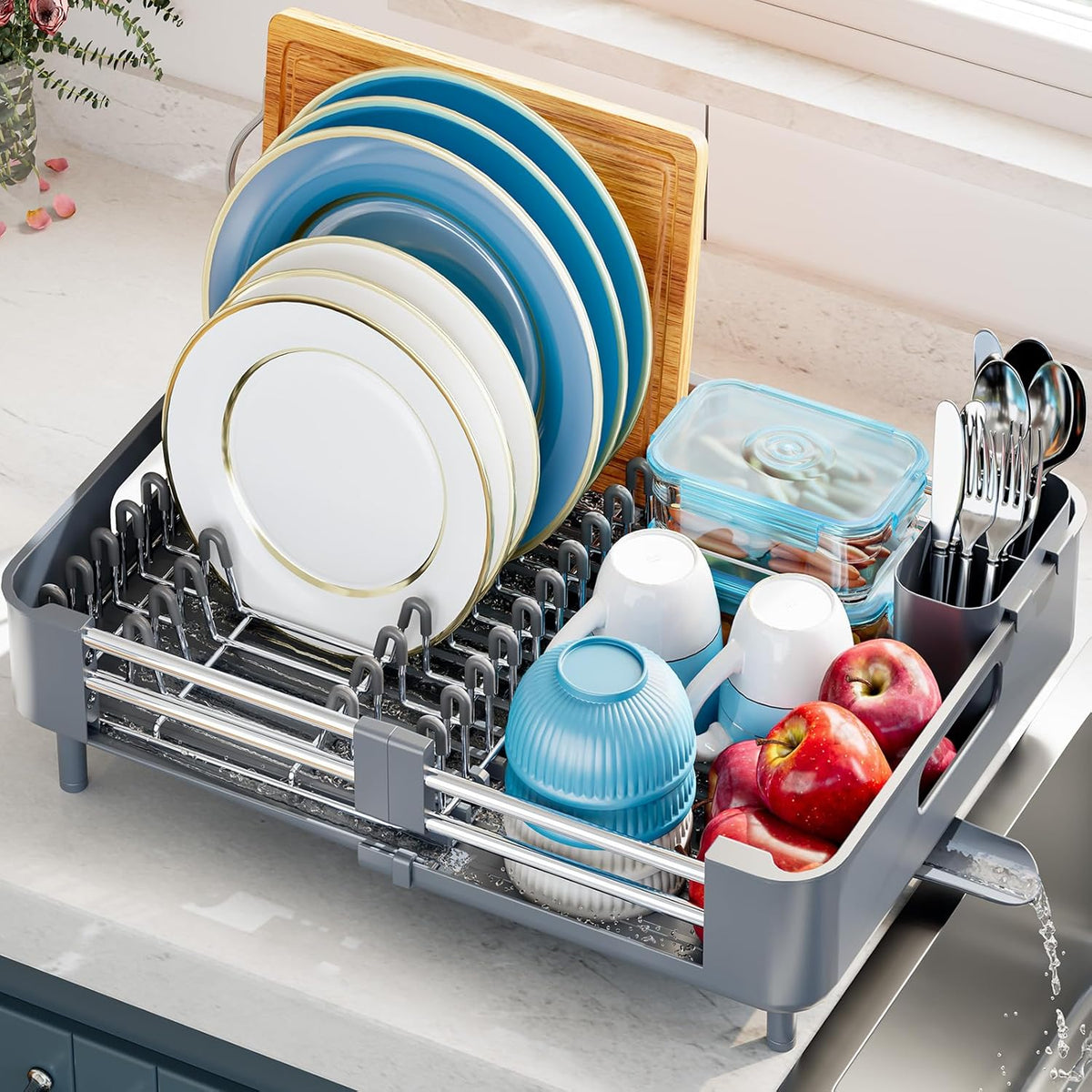 Dish Racks for Kitchen Counter, Dish Drying Rack - Stainless Steel Dish Drainer, Sink Drying Rack